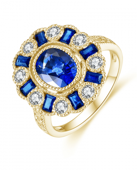 OVAL SAPPHIRE DIAMOND RING (TR4203)
